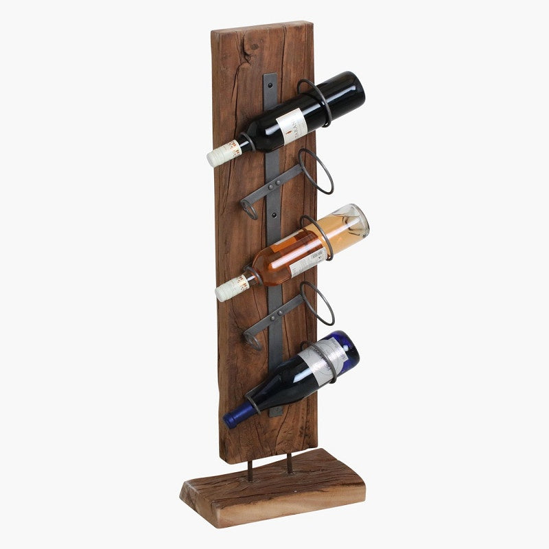 5 Bottle Wine Stand Teak Beam