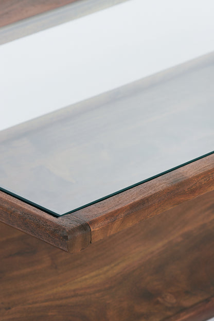 Yuki Acacia Wood & Glass Coffee Table