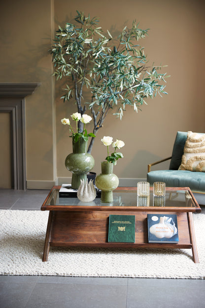 Yuki Acacia Wood & Glass Coffee Table