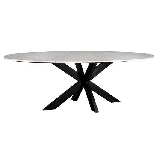 Lexington Oval Dining Table – White Carrara Marble