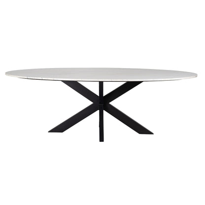 Lexington Oval Dining Table – White Carrara Marble