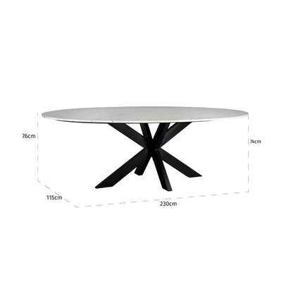 Lexington Oval Dining Table – White Carrara Marble