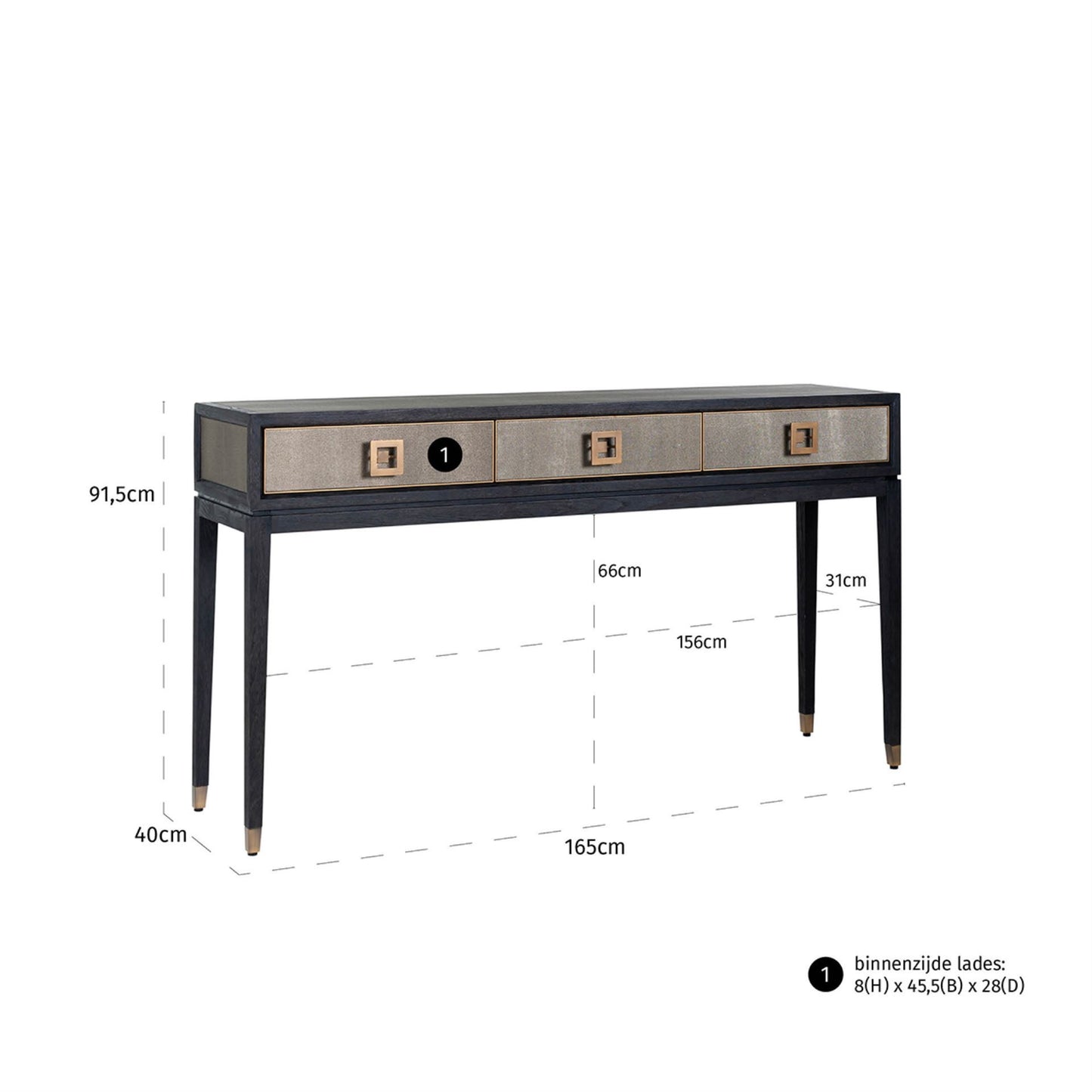 Bloomville 3-drawer Console Gold