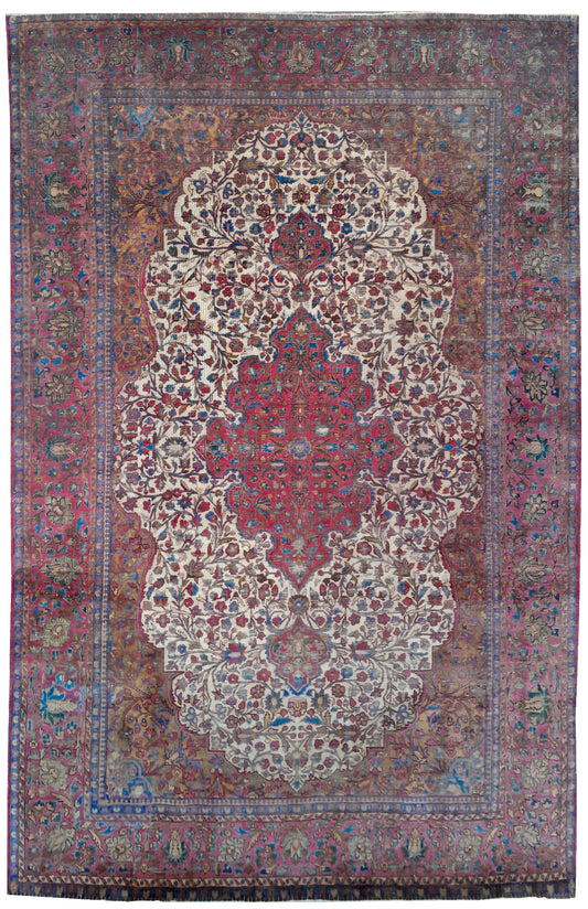 Antique Kashan Silk Rug