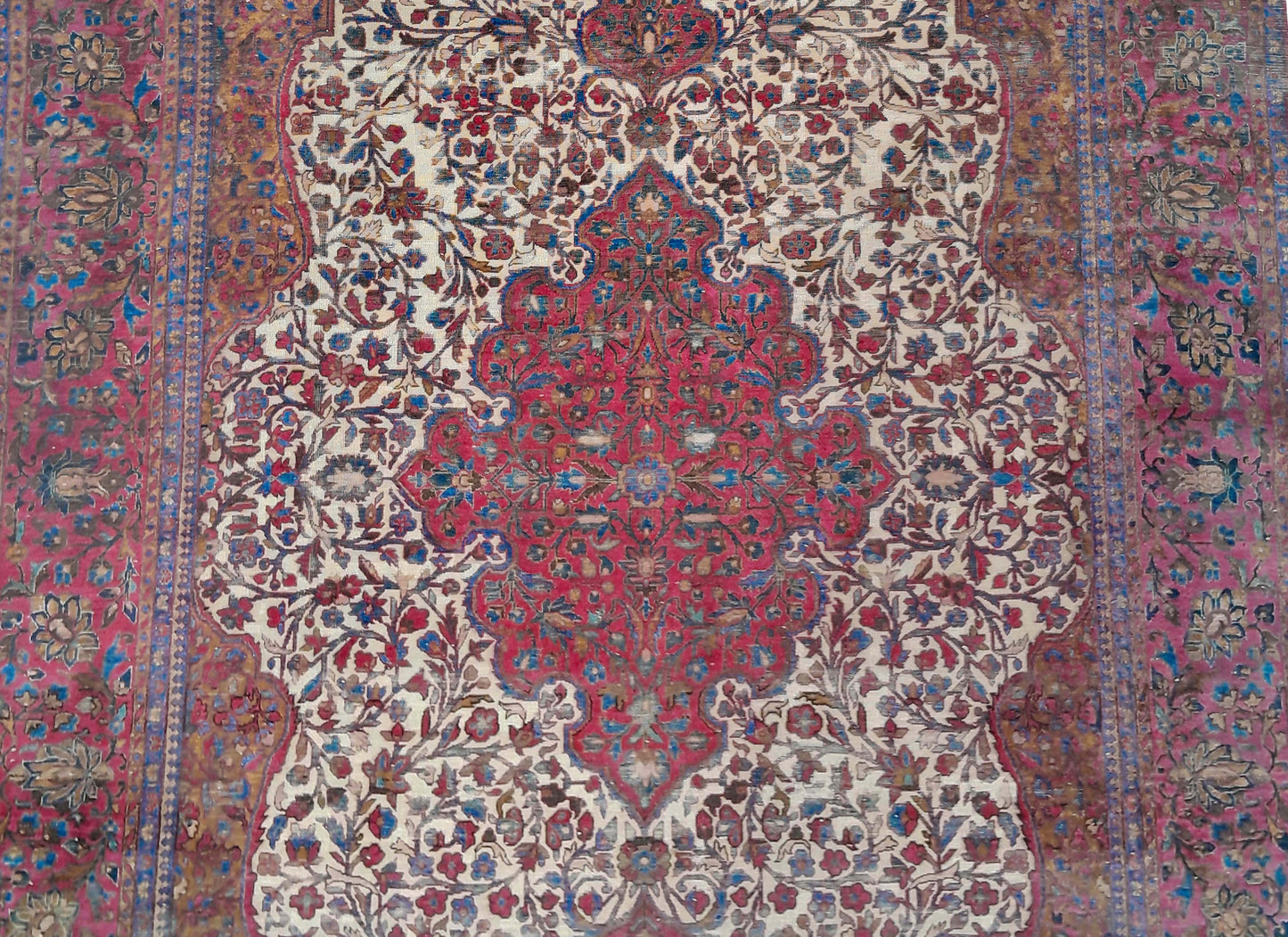 Antique Kashan Silk Rug