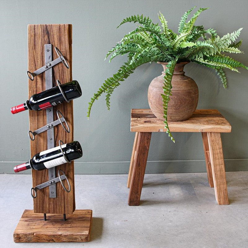 5 Bottle Wine Stand Teak Beam