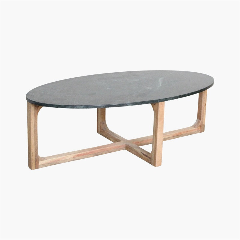 Marble Coffee Table Oval Green