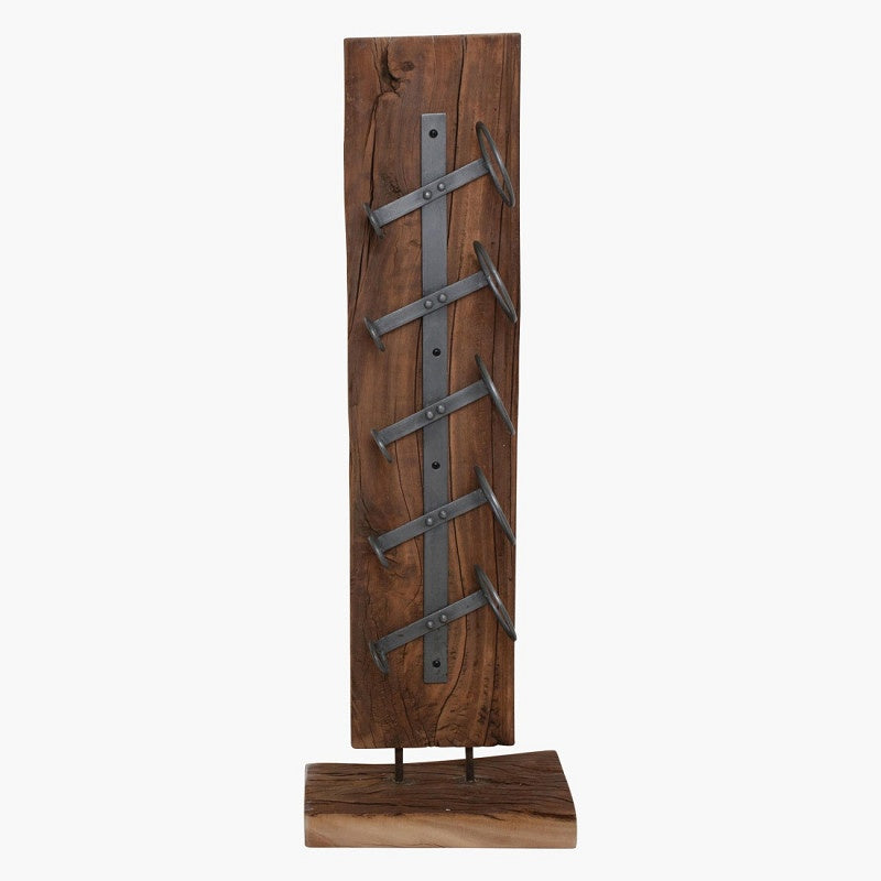 5 Bottle Wine Stand Teak Beam