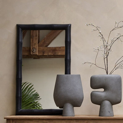 Faux Bamboo Mirror Black