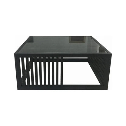 Fancy Noruega Style Coffee Table in Black Oak and Glass