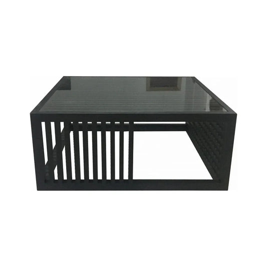 Fancy Noruega Style Coffee Table in Black Oak and Glass