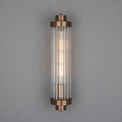 Louise Vintage Rippled Glass and Brass Bathroom Wall Light 47cm IP44