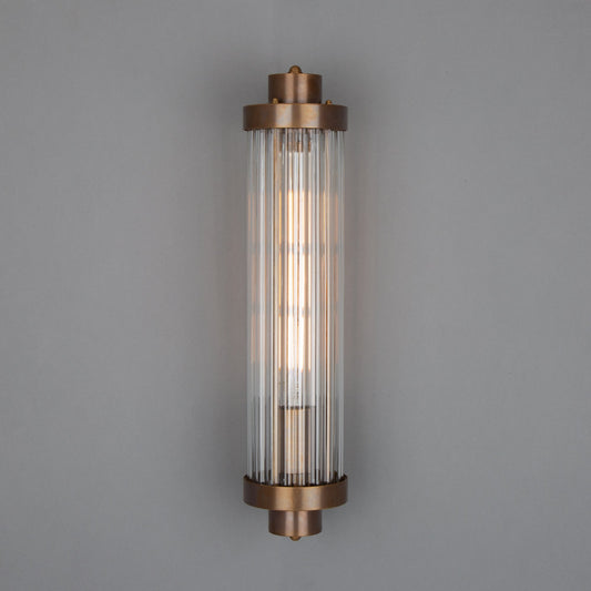 Louise Vintage Rippled Glass and Brass Bathroom Wall Light 47cm IP44