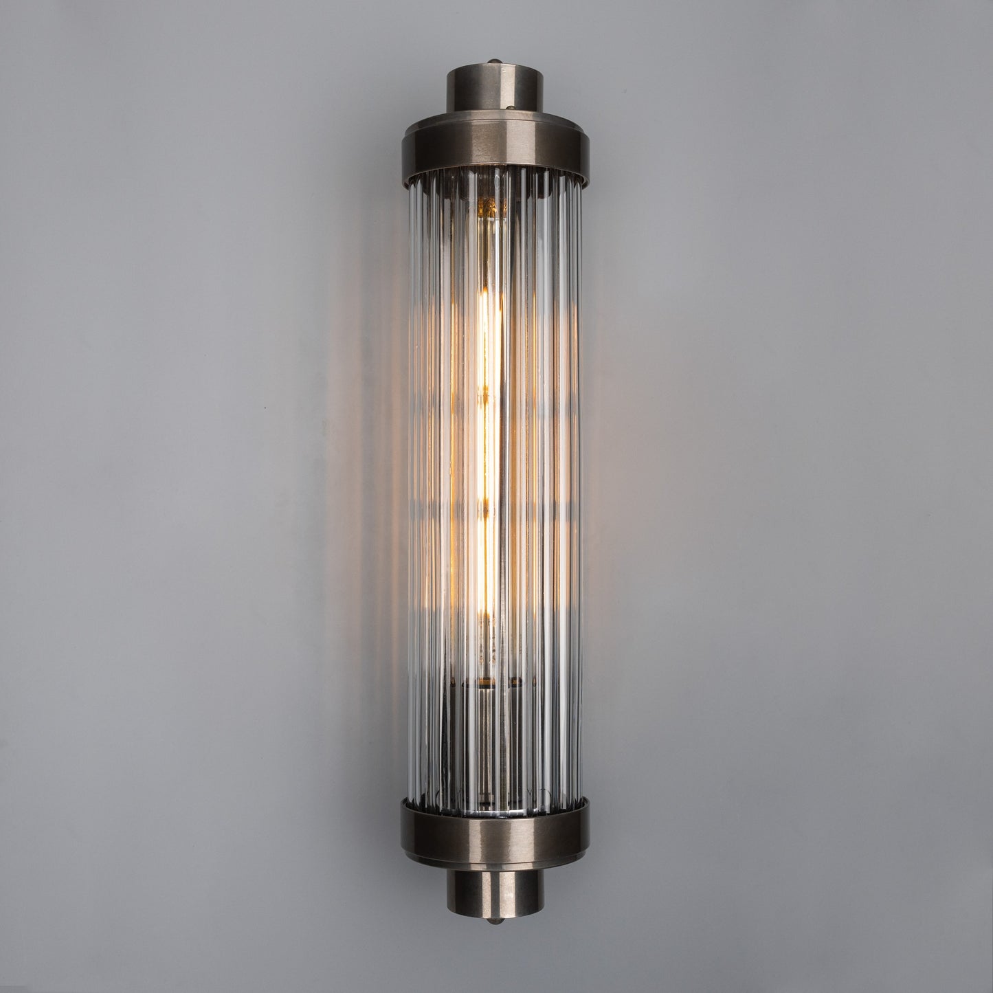 Louise Vintage Rippled Glass and Brass Bathroom Wall Light 47cm IP44