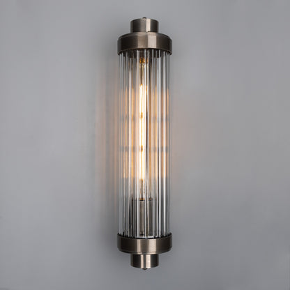 Louise Vintage Rippled Glass and Brass Bathroom Wall Light 47cm IP44