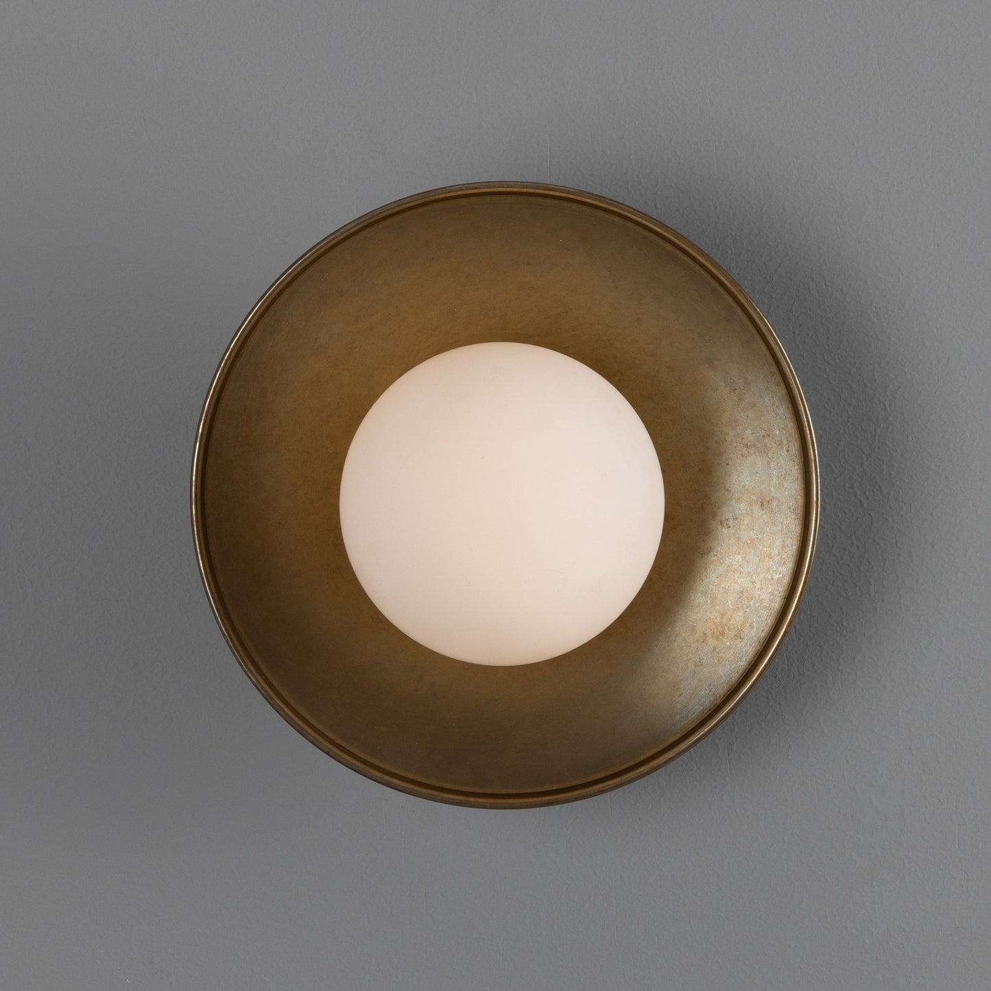 Aosta Brass Disc Bathroom Wall Light with Glass Globe 16.2cm IP65