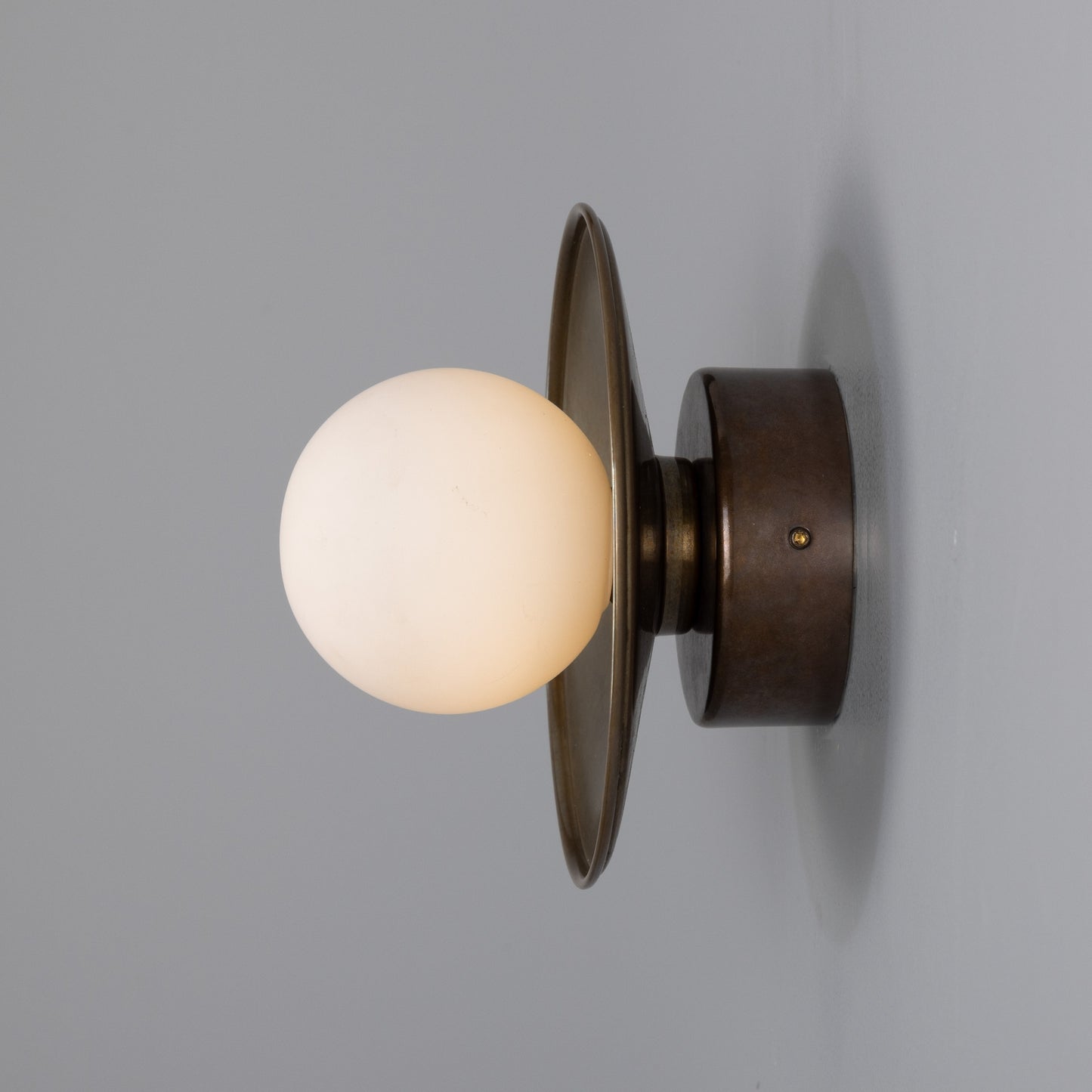 Aosta Brass Disc Bathroom Wall Light with Glass Globe 16.2cm IP65