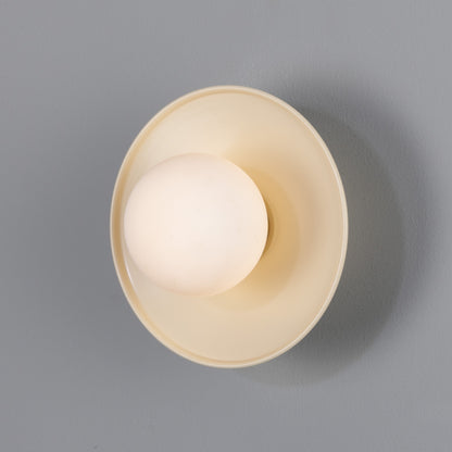Aosta Brass Disc Bathroom Wall Light with Glass Globe 16.2cm IP65