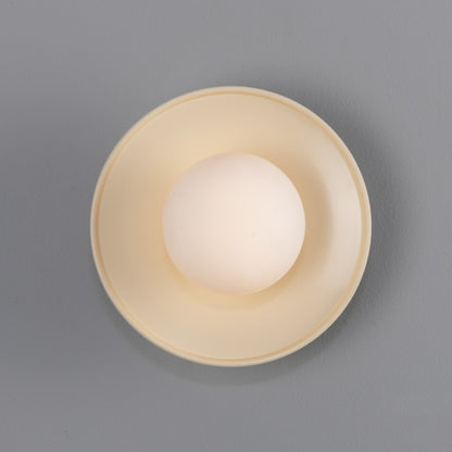 Aosta Brass Disc Bathroom Wall Light with Glass Globe 16.2cm IP65