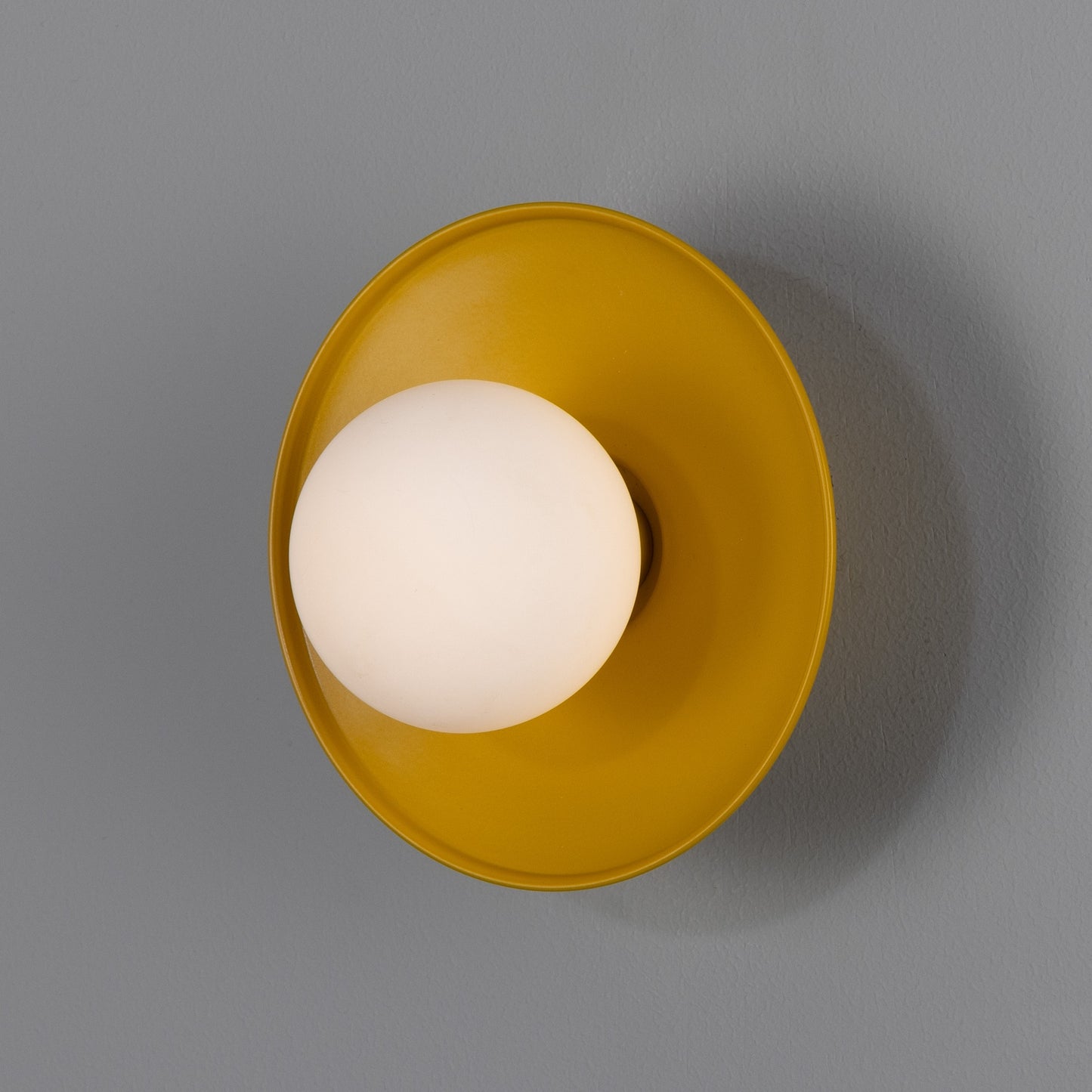 Aosta Brass Disc Bathroom Wall Light with Glass Globe 16.2cm IP65