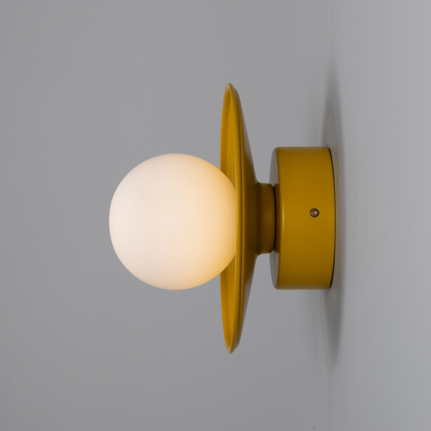 Aosta Brass Disc Bathroom Wall Light with Glass Globe 16.2cm IP65