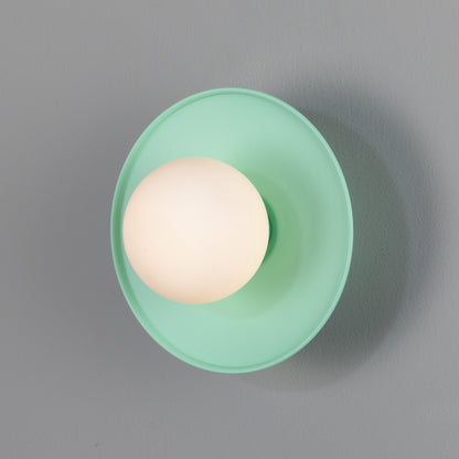 Aosta Brass Disc Bathroom Wall Light with Glass Globe 16.2cm IP65