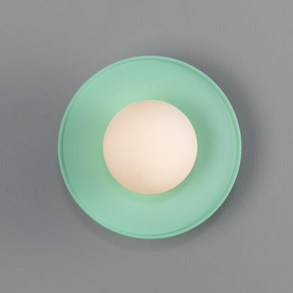 Aosta Brass Disc Bathroom Wall Light with Glass Globe 16.2cm IP65