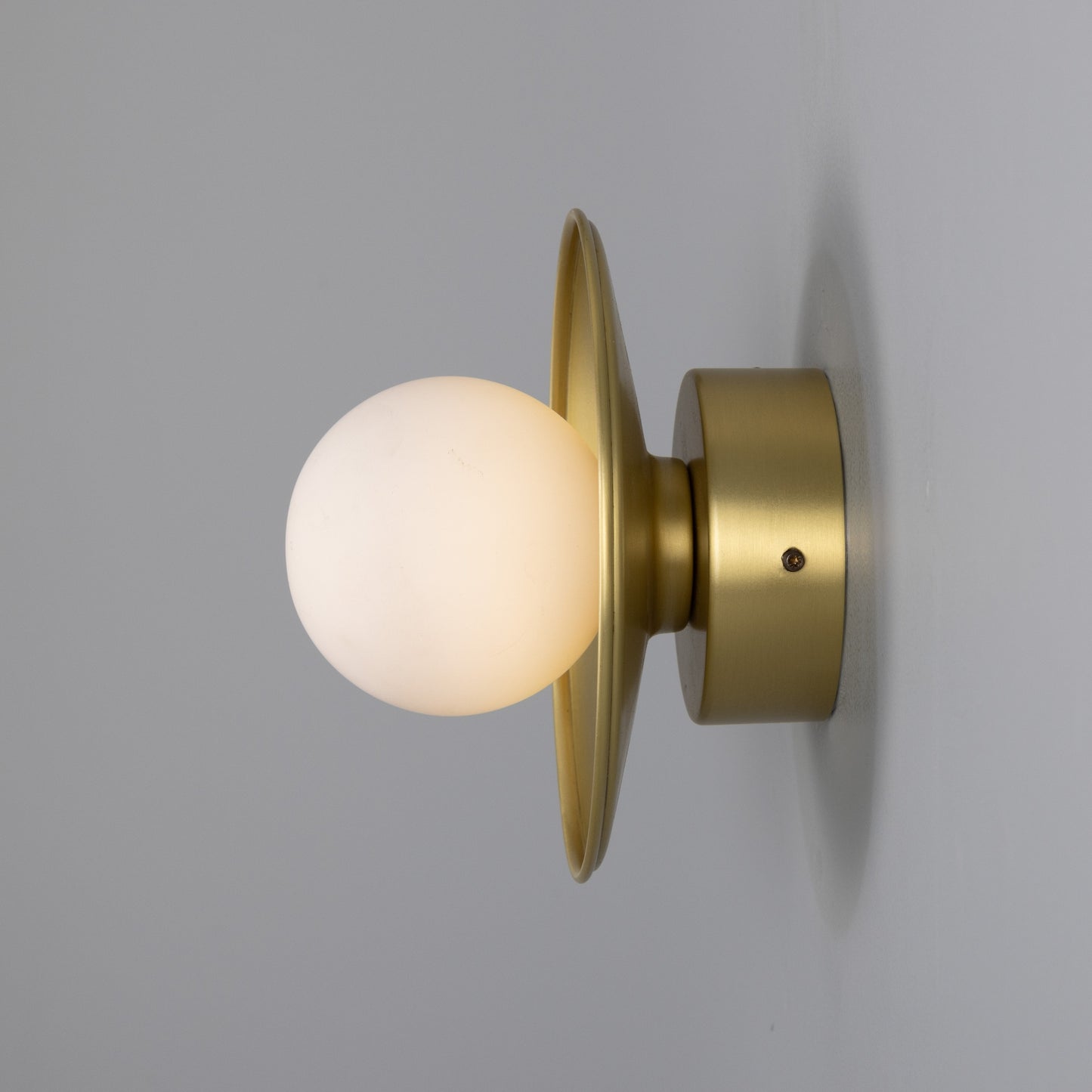 Aosta Brass Disc Bathroom Wall Light with Glass Globe 16.2cm IP65