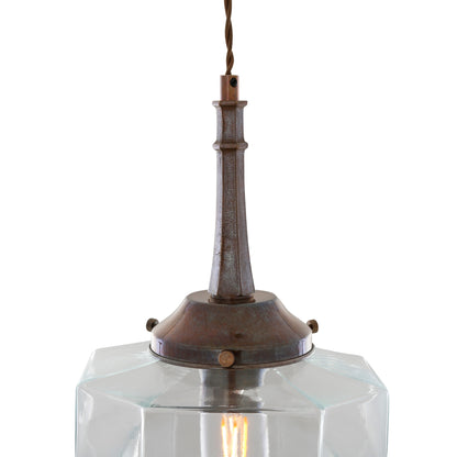 Novato Pendant with Hexagonal Stepped Glass Shade 35cm IP20