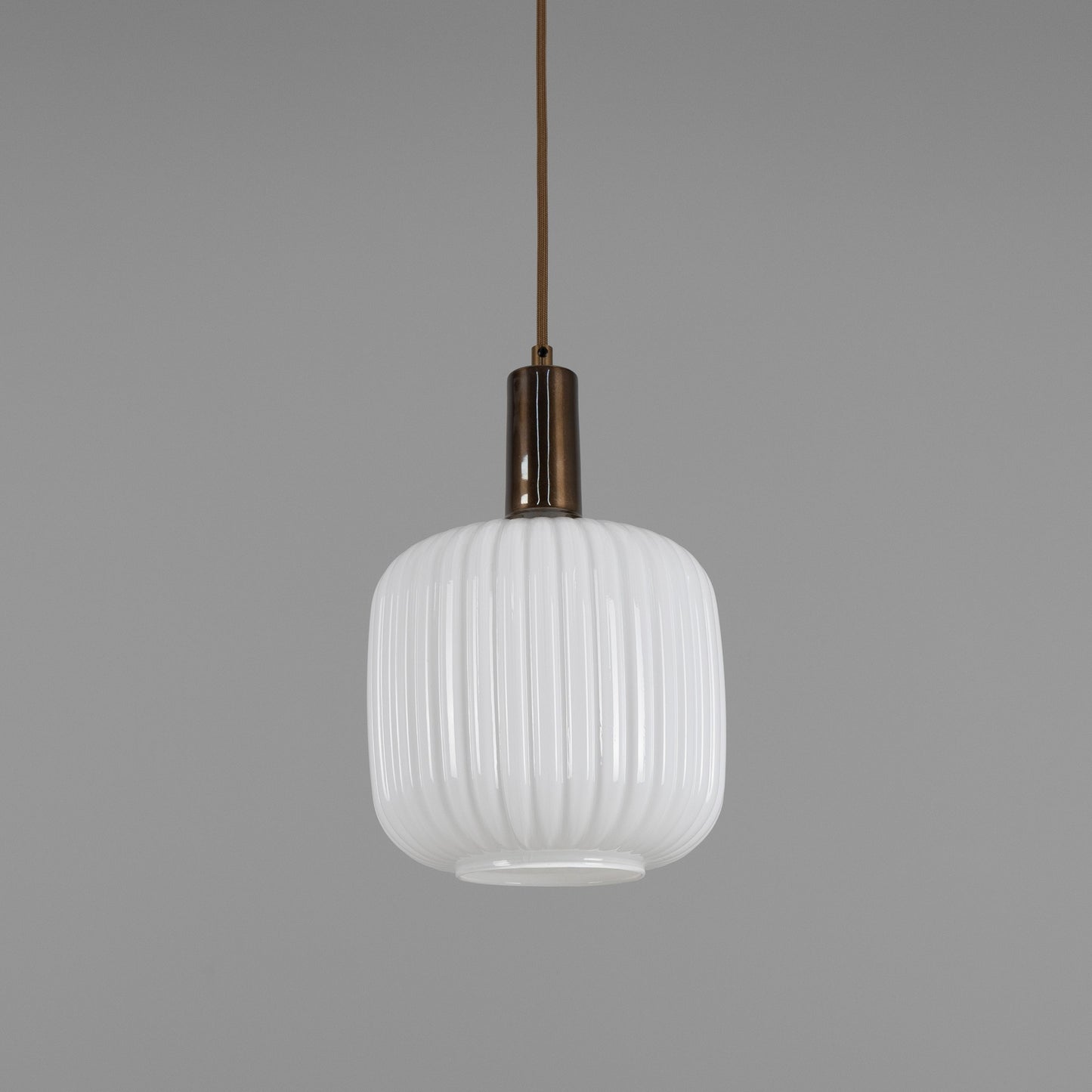 Nahla Reeded Glass and Brass Pendant Clear or Opal 20cm IP20