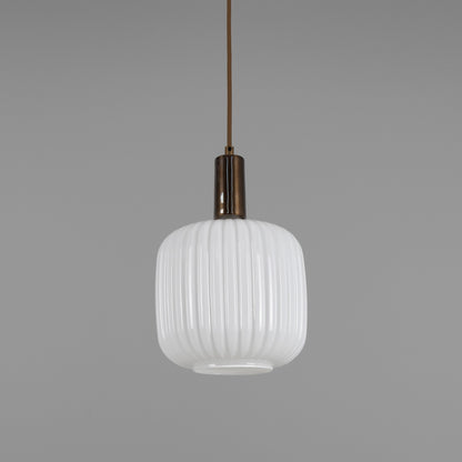 Nahla Reeded Glass and Brass Pendant Clear or Opal 20cm IP20