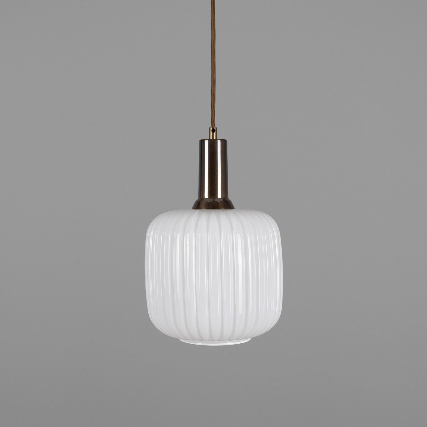 Nahla Reeded Glass and Brass Pendant Clear or Opal 20cm IP20