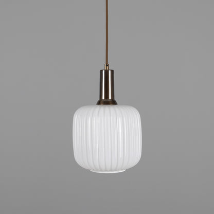 Nahla Reeded Glass and Brass Pendant Clear or Opal 20cm IP20