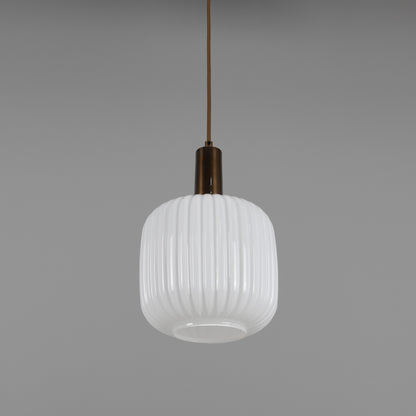 Nahla Reeded Glass and Brass Pendant Clear or Opal 20cm IP20
