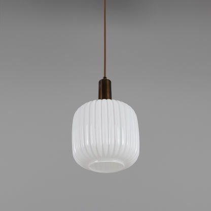 Nahla Reeded Glass and Brass Pendant Clear or Opal 20cm IP20