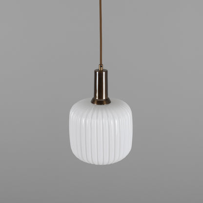 Nahla Reeded Glass and Brass Pendant Clear or Opal 20cm IP20