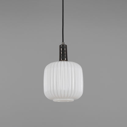 Nahla Reeded Glass and Brass Pendant Clear or Opal 20cm IP20