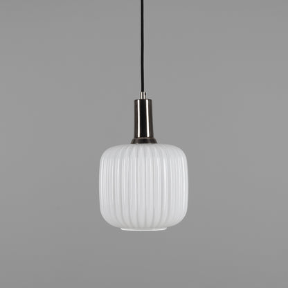 Nahla Reeded Glass and Brass Pendant Clear or Opal 20cm IP20