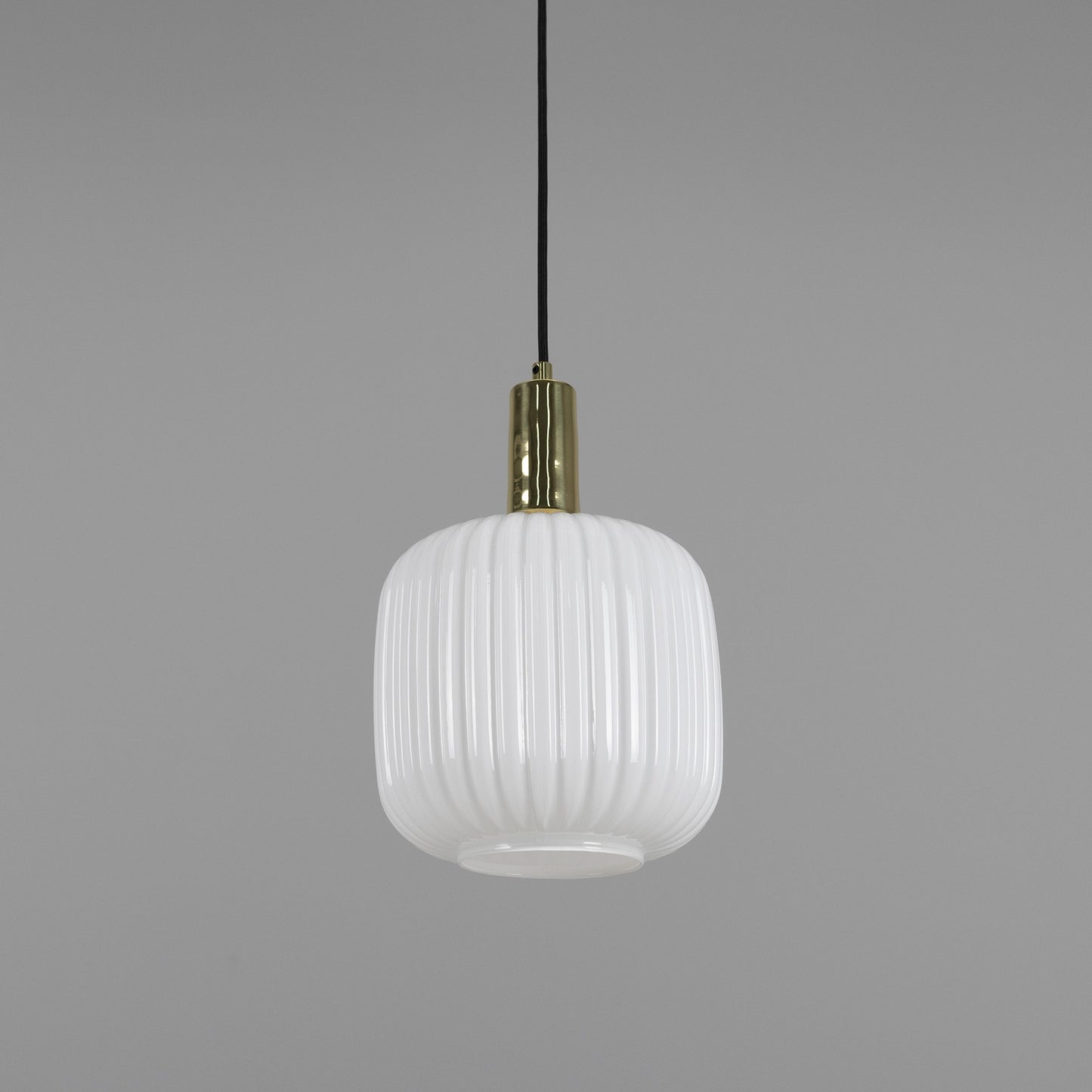Nahla Reeded Glass and Brass Pendant Clear or Opal 20cm IP20