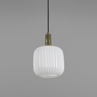 Nahla Reeded Glass and Brass Pendant Clear or Opal 20cm IP20