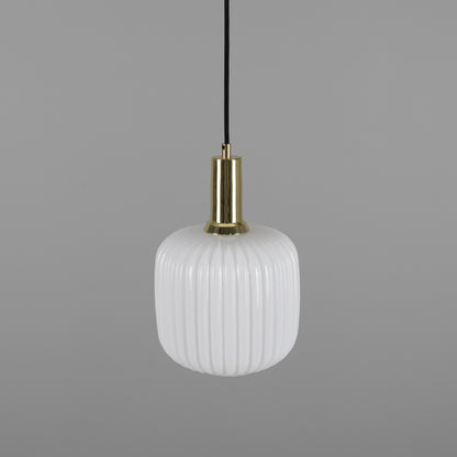 Nahla Reeded Glass and Brass Pendant Clear or Opal 20cm IP20