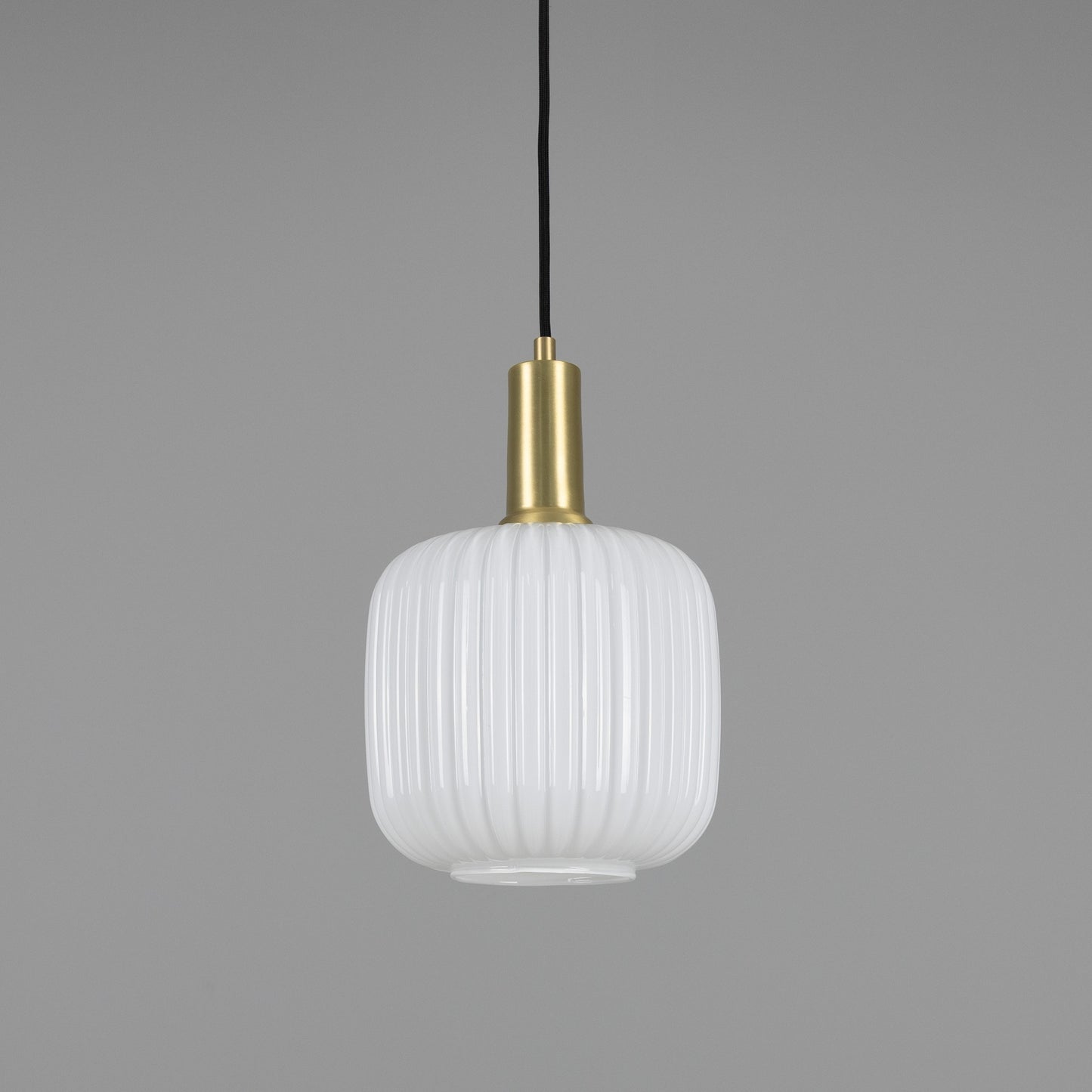 Nahla Reeded Glass and Brass Pendant Clear or Opal 20cm IP20