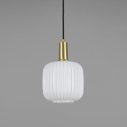 Nahla Reeded Glass and Brass Pendant Clear or Opal 20cm IP20