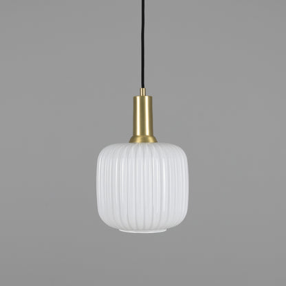 Nahla Reeded Glass and Brass Pendant Clear or Opal 20cm IP20