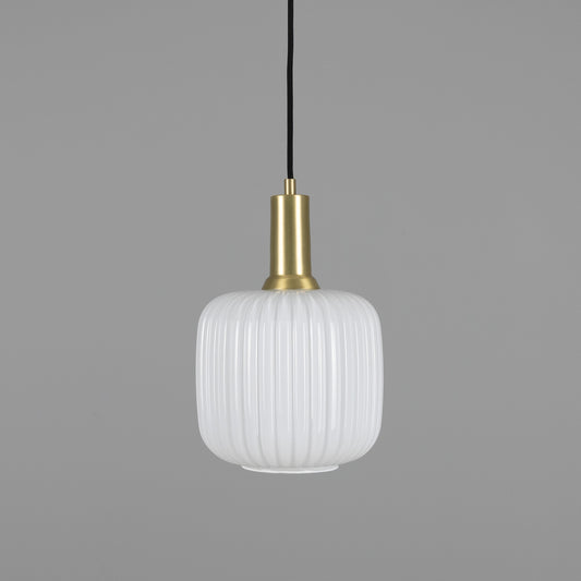 Nahla Reeded Glass and Brass Pendant Clear or Opal 20cm IP20