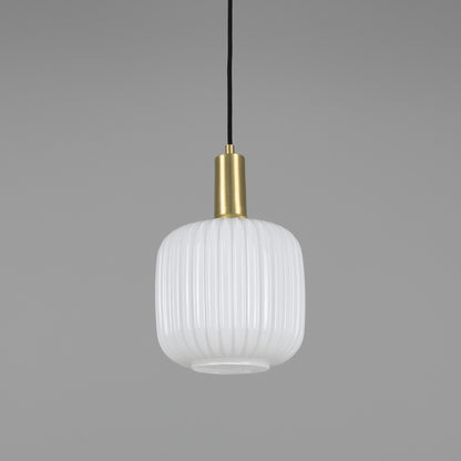 Nahla Reeded Glass and Brass Pendant Clear or Opal 20cm IP20