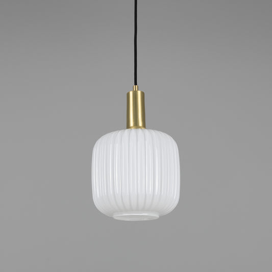 Nahla Reeded Glass and Brass Pendant Clear or Opal 20cm IP20