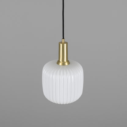 Nahla Reeded Glass and Brass Pendant Clear or Opal 20cm IP20