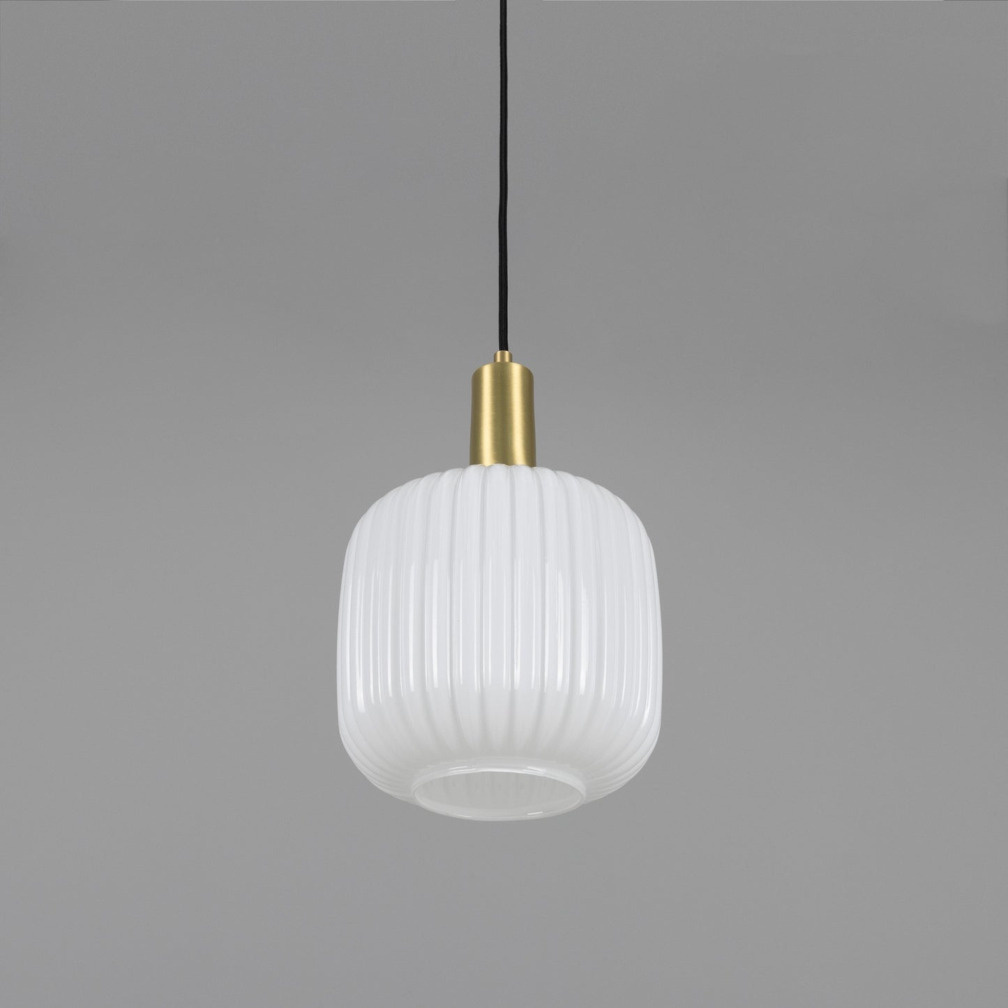 Nahla Reeded Glass and Brass Pendant Clear or Opal 20cm IP20