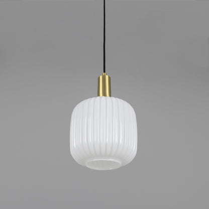 Nahla Reeded Glass and Brass Pendant Clear or Opal 20cm IP20